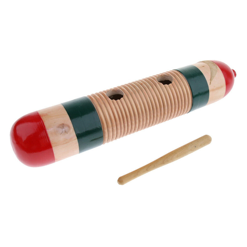 1 Set Wooden Cylinder Guiro Hand Percussion Instrument Bright Sound