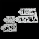 4X/Set Lovers heart wedding cake Mould Spray Cake Templates Stencil Mold ToolR3C