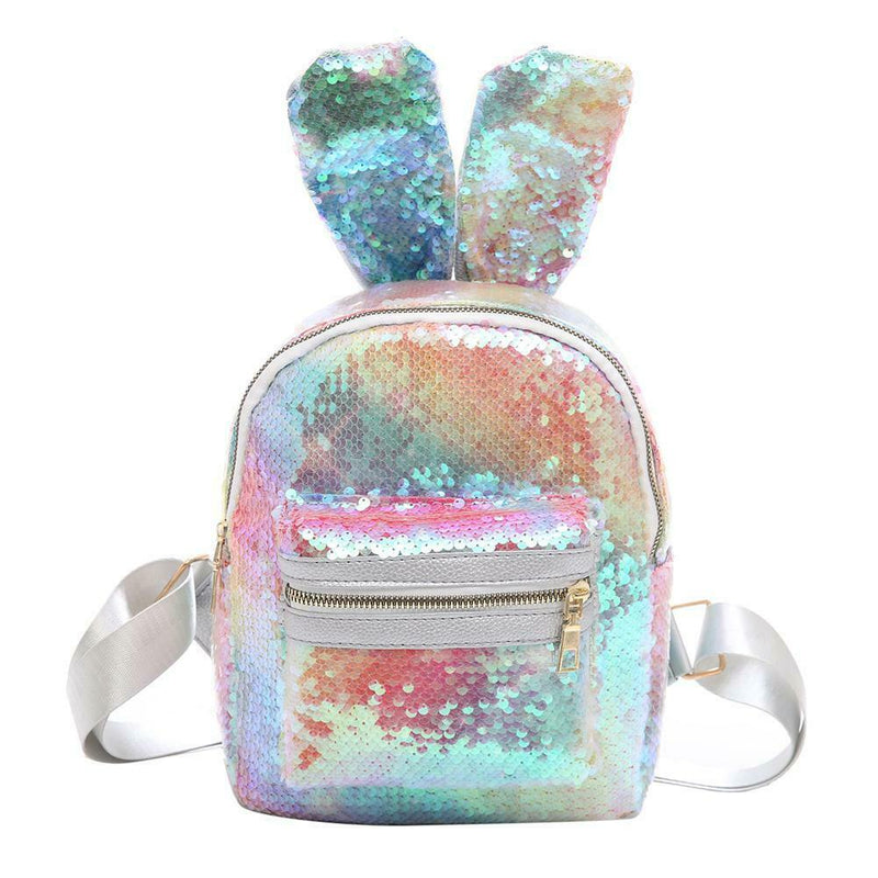Sequins Cute Rabbit Backpack Bling Leather Women Girls School Bag (Style 1) A