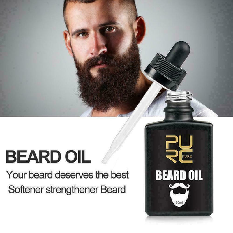 Mens Beard Grooming Kit Hair Styling Comb Growth Oil Set Care Brush Boar Ba K0H8