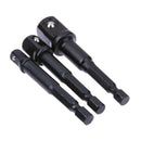 3Pcs/Set 1/4" 3/8" 1/2" Hex Power Drill Driver Socket Wrench Adapter Extens