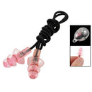Black Elastic Rubber String Clear Pink Silicone Swim Ear Plugs w Storage Ca