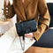 Retro Messenger Bags Women Crocodile Leather Small Shoulder Handbag (Black)