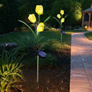 3 Heads Solar Power LED Simulation Tulip Light Yard Landscape Lamp (Yellow) A
