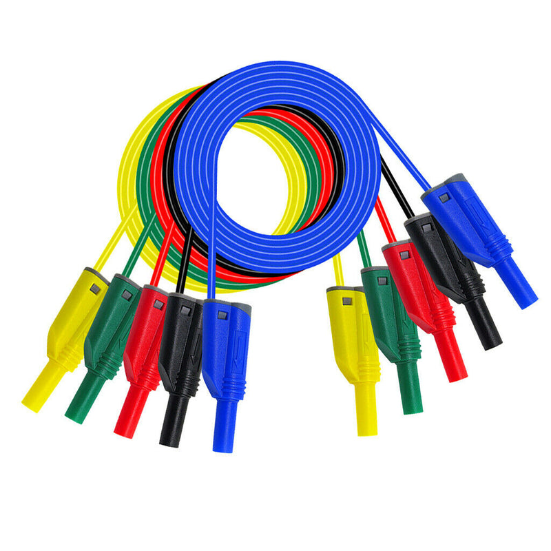 Pack of 5Pcs 4mm Stackable Banana Plug Wire Silicone Test Cable Lead for