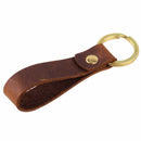Brown Leather Strap Copper Loop Key Chain Ring Keychain Keyring Easy Key Carry