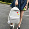 4pcs/set Letter Print Canvas Women Backpack Travel Schoolbag Totes (Grey) A