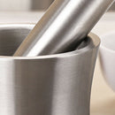 1X(Stainless Steel Garlic Pounder Leak Proof Cover Mortar Pot Mortar Pestle