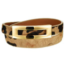 Woman Leather Wrap Bracelets Casual Leopard Color Double Layer Leather Wome