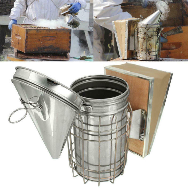 Bee Hive Smoker Stainless Steel w/Heat Shield Beekeeping Equipment Well KOJ