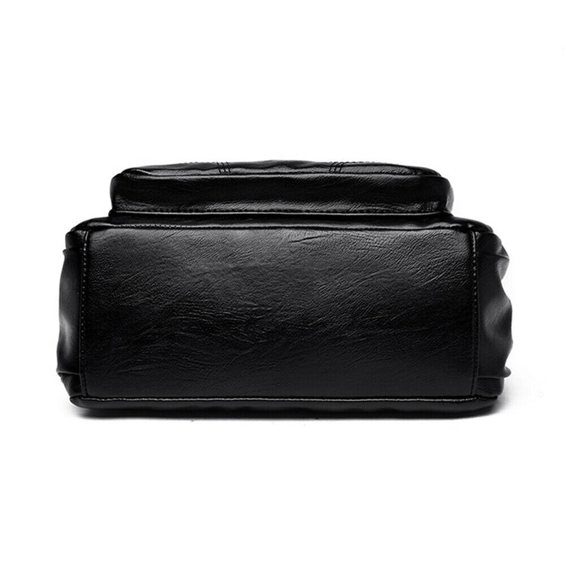 Retro Women Shoulder Bag Multi-zipper Big Capacity Crossbody Pouch (Black)