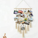 Hanging Photo Display Macrame Wall Hanging Pictures Organizer Home Decor, w