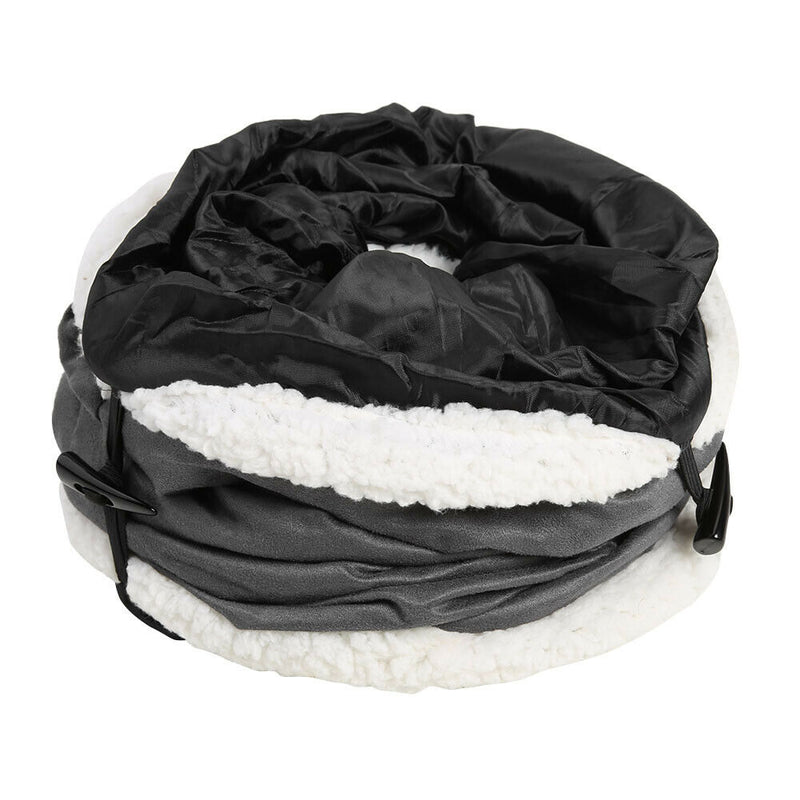 Collapsible Pet Cat Tunnel for Indoor Outdoor Suede Hideaway Tube Play Toys A