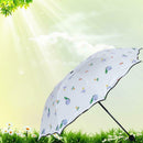 Simple Flowers 3 Folding Anti UV Umbrella Manual Open Sunny Rainy Umbrellas