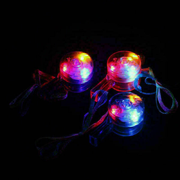 Flashing Whistle  Colour Lanyard LED Light Up Fun In the Dark Party Rave H1 I5T3
