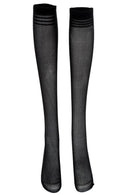 Woman Black Stretchy Thigh High Sexy Sheer Stockings