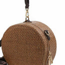 Round Rattan Bag Woven Straw Purse Circle Handmade Wicker Basket Bag