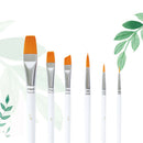 6pcs/set Set Wood Handles Watercolor White Rod Manicure Paint Brush Nylon