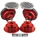 Red 12V 135DB Super-Loud Dual Air Horn Kit Trumpet Freight Train Car Truck Boat