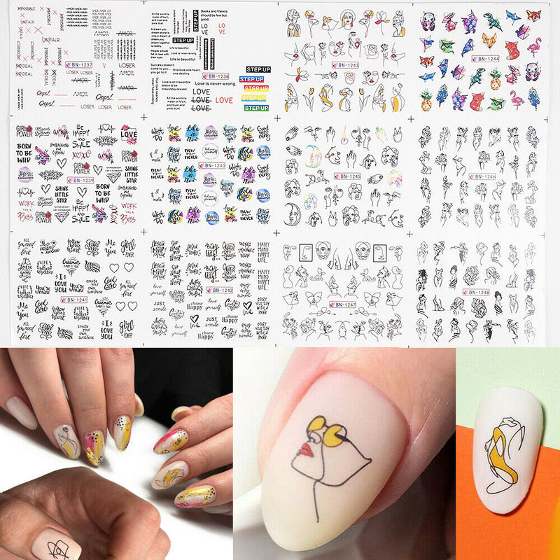 Abstract Art Design Mixed DIY Nail Art Water Transfer Stickers Decals Manicure