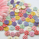 100X Mixed Bulk Round MutilColors Dots Wood Buttons Lots Embellish 15MM