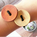 3pcs Women Simple Wood Elastic Hair Tie Rope Band Ponytail Holder Buttons BD3C