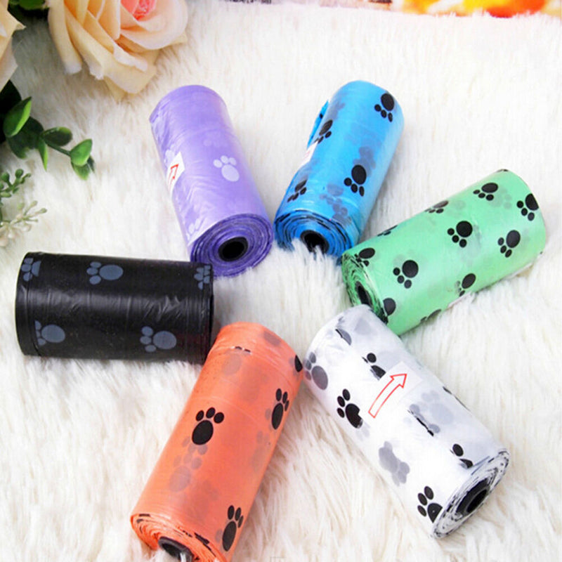 Hot 1Roll/15X Pet Dog Waste Poo Poop Bag Printing Degradable Clean-up Dispens ES