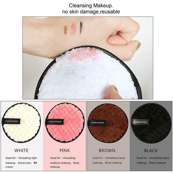 4PCS Reusable Cleansing Cloth Pads Makeup Remover Towel Face Cleaner Plush puff
