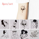 5 Sheets Old School Style Gun Women Black White Face Temporary Tattoo StickME