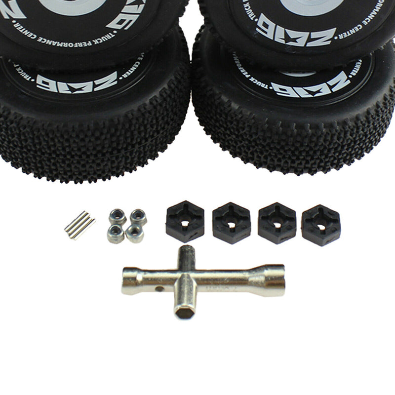 4x RC Front Rear Tire with Bolt Screw Sleeve for WLtoys 124018 1:12 RC Car
