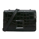 Retro Messenger Bags Women Crocodile Leather Small Shoulder Handbag (Black)