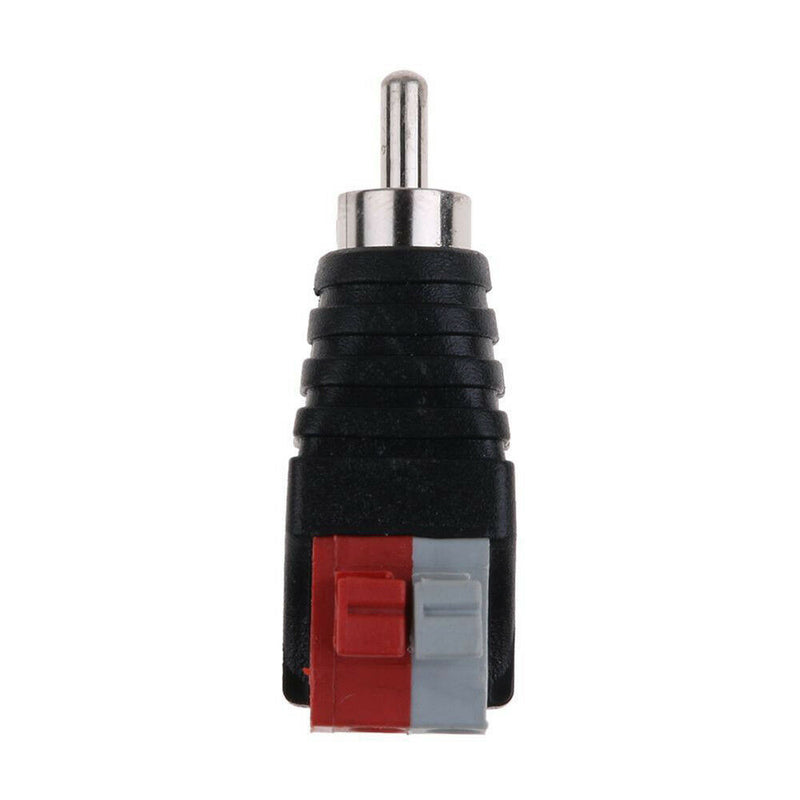 Speaker Wire A/V Cable to Audio Male RCA Converter Adapter Jack Press Plug