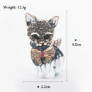 Fashion Crystal Cat Animal Brooch Breastpin Lapel Collar Pin Women Cute Jewelry