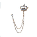 Charming Chain Brooch Crown Crystal Women Mens Tassel Brooch Pin Corsage
