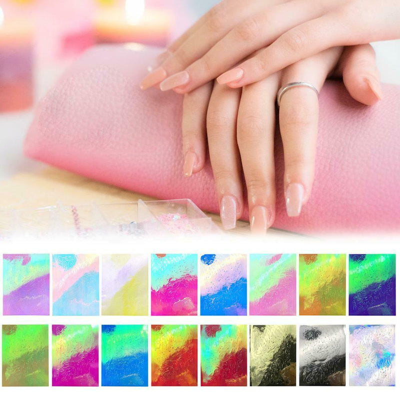 16pcs/set Self-adhesive Fashion Flame Reflections Nail Art Stickers Decor