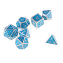 7Pcs Zinc Alloy Polyhedral Dice for D&D TRPG Board Game Party Fun Toys Blue