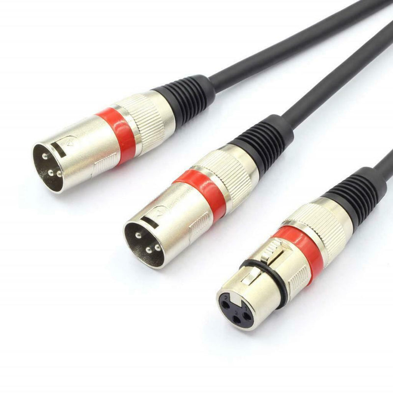 New XLR Female To Dual 2 Male Plug Splitter Cord Audio Expansion Cable Line