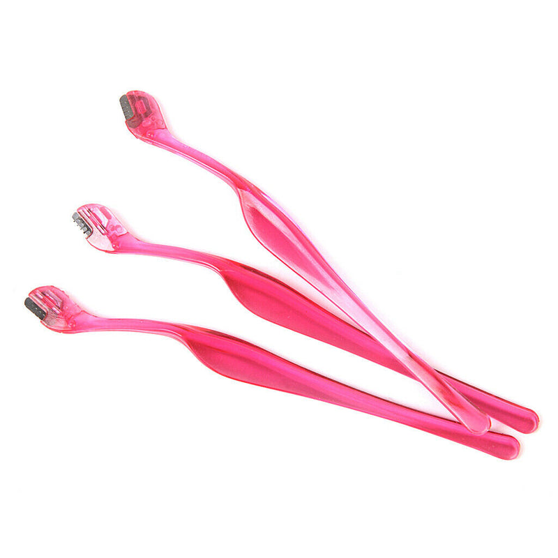 3Pcs Eyebrow Hair Removal Trimmer Shaper Shaver Stainless Steel Blade Clear caps