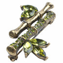 European Bamboo Leaf Brooches For Women Green Crystal Brooch Wedding Bouque B2N1