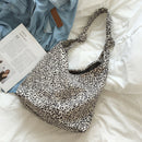 Fashion Cotton Shoulder Tote Bag Female Leopard Pattern Travel Top-handle Clutch