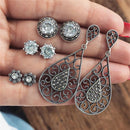 4Pairs/Set Bohemian Rhinestone Crystal Stud Earrings Women Charm Party Jewelry M