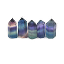 1X Natural Hexagonal Crystal Quartz Healing Fluorite Wand Stone Colourful Gem M!