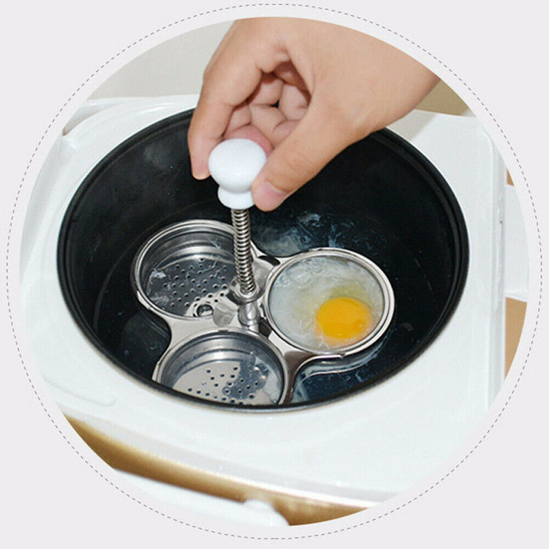 1 x Egg Poacher Egg Cooker Stainless Steel Egg Boiler Non-Stick Kitchen