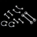 10Pcs/Set Transparent Acrylic Barbell EyebrowBelly TongueRing Piercing JewelryBX