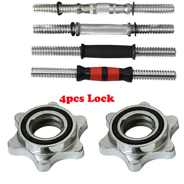 4x Dumbbell Bar Spin Lock Bar Nut Screw-on Collar Clamp Strength Training Parts