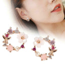 1pair Women's Crystal Rhinestone Flower Dangle Stud Earrings Jewelry