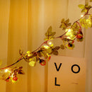 Christmas LED String Light Rose Flower Vine Leaves Wreath Wedding Decoration
