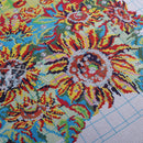 Cross Stitch Stamped Kit Pre-Printed Pattern Sunflower, 11ct Aida Fabric Size 36