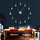 Guitar Variety Music Diy Giant Wall Clock Music Room Decoration Frameless B H3I2
