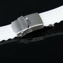 Waterproof Silicone Watch Strap Band Deployment Buckle 22mm---White N5M2